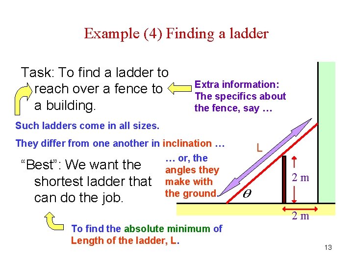 Example (4) Finding a ladder Task: To find a ladder to reach over a