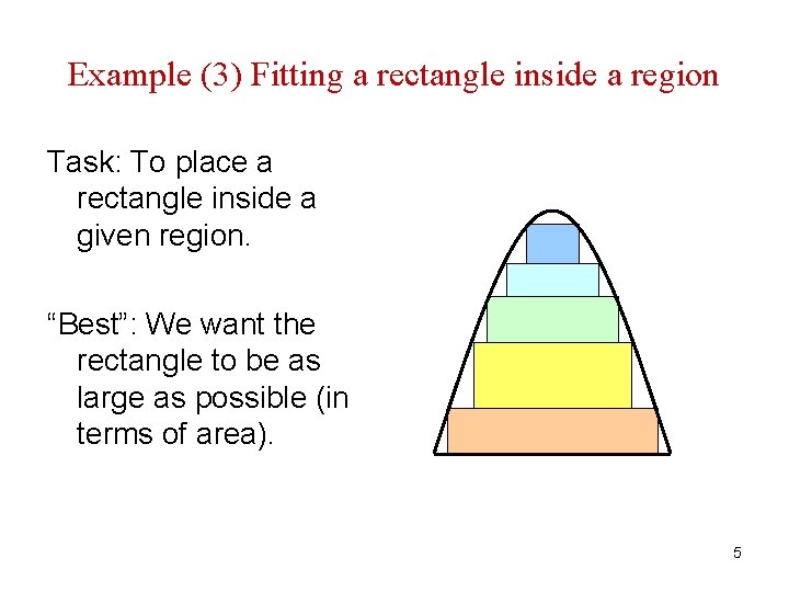 Example (3) Fitting a rectangle inside a region Task: To place a rectangle inside