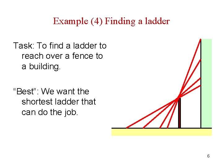 Example (4) Finding a ladder Task: To find a ladder to reach over a