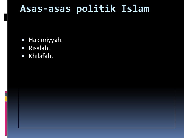 Asas-asas politik Islam Hakimiyyah. Risalah. Khilafah. 