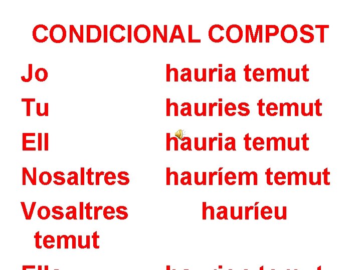 CONDICIONAL COMPOST Jo Tu Ell Nosaltres Vosaltres temut hauria temut hauries temut hauria temut