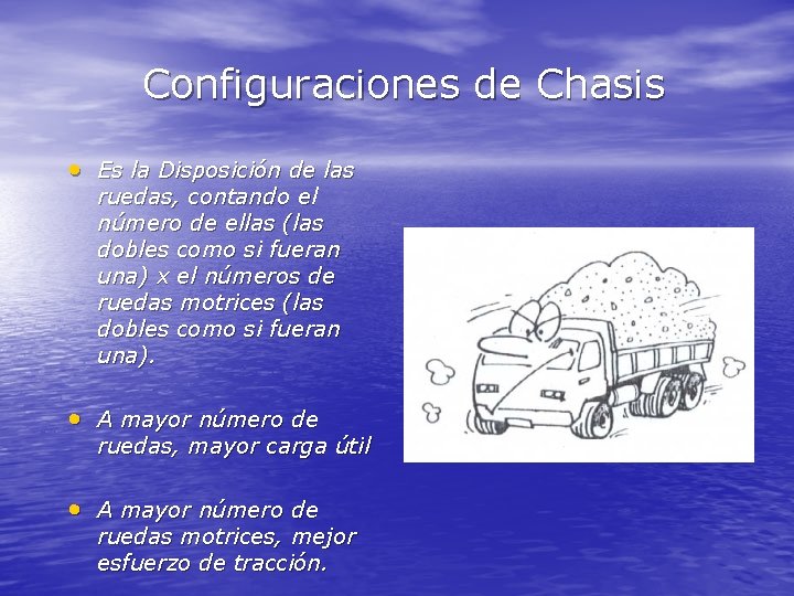 Configuraciones de Chasis • Es la Disposición de las ruedas, contando el número de