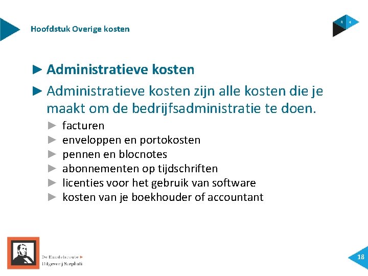 Hoofdstuk Overige kosten ► Administratieve kosten zijn alle kosten die je maakt om de