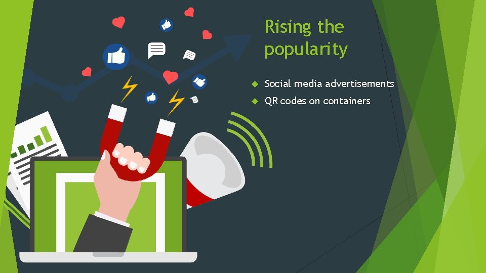 Rising the popularity Social media advertisements QR codes on containers 