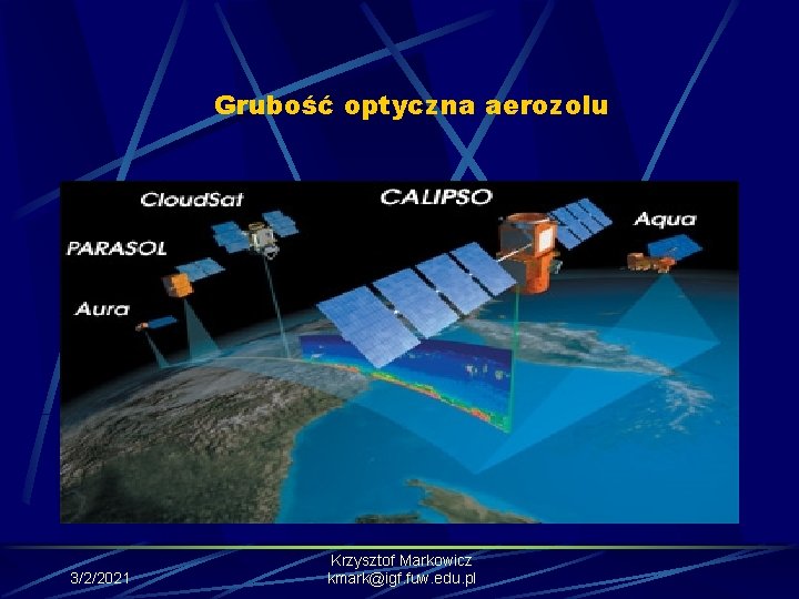 Grubość optyczna aerozolu 3/2/2021 Krzysztof Markowicz kmark@igf. fuw. edu. pl 