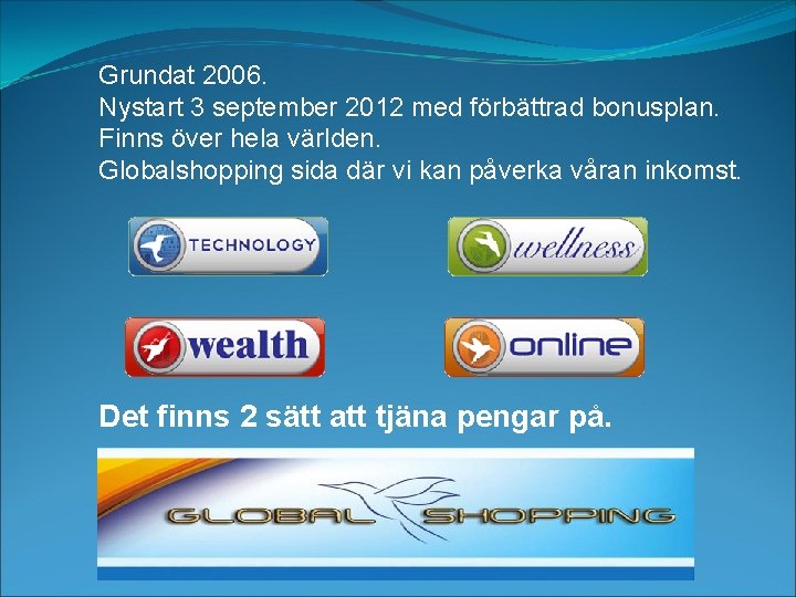Grundat 2006. Nystart 3 september 2012 med förbättrad bonusplan. Finns över hela världen. Globalshopping