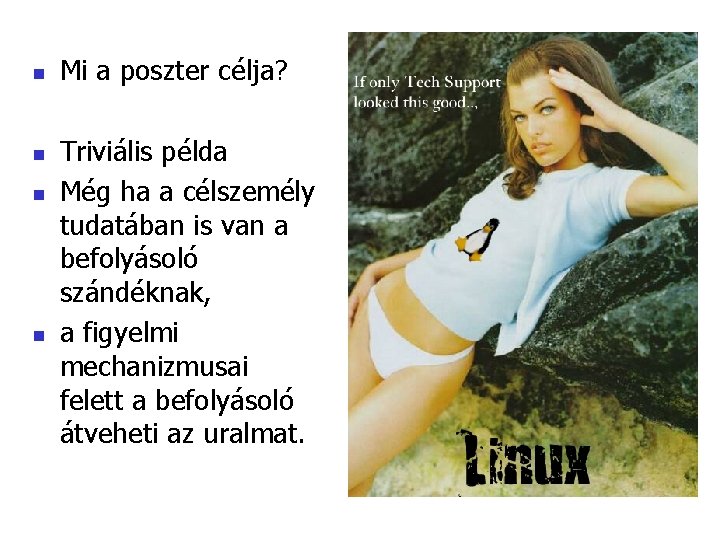 n n Mi a poszter célja? Triviális példa Még ha a célszemély tudatában is n n Mi a poszter célja? Triviális példa Még ha a célszemély tudatában is