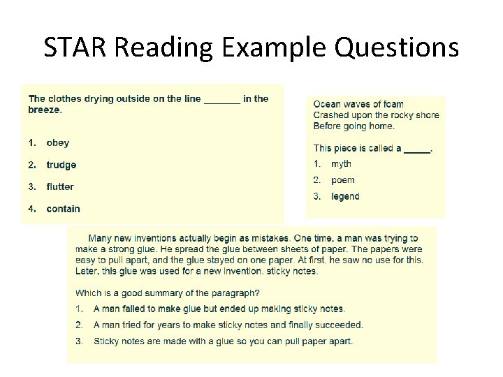 STAR Reading Example Questions 