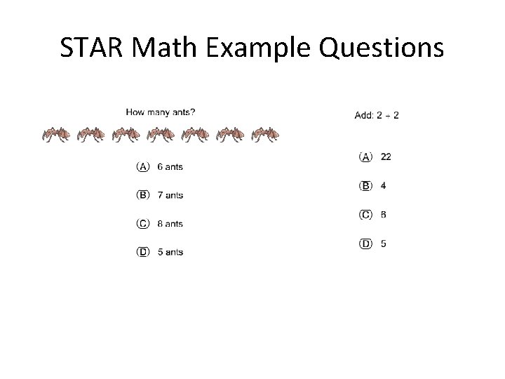 STAR Math Example Questions 