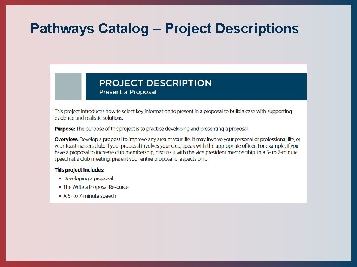 Pathways Catalog – Project Descriptions 