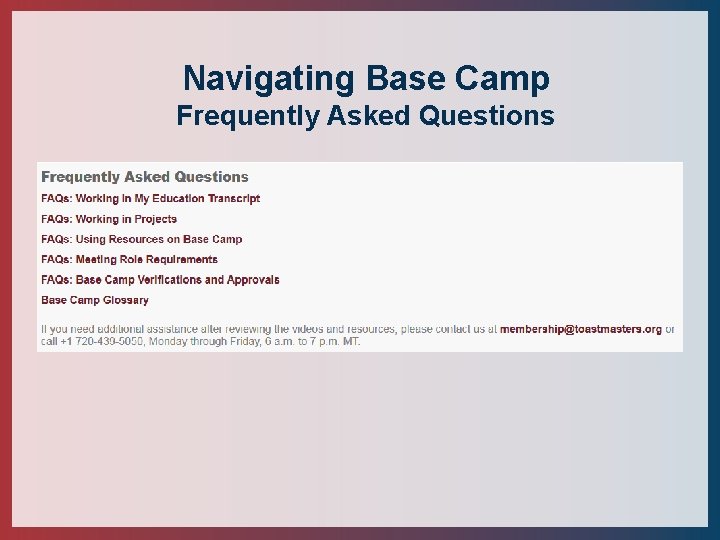 Navigating Base Camp Frequently Asked Questions 