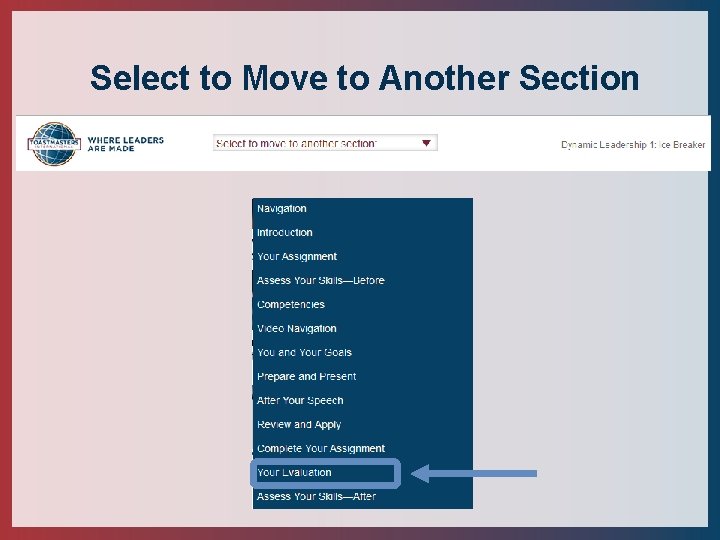 Select to Move to Another Section 