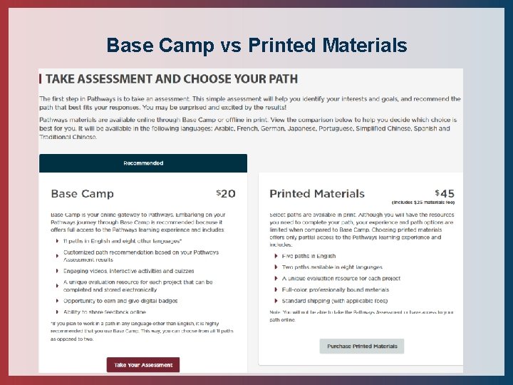 Base Camp vs Printed Materials 