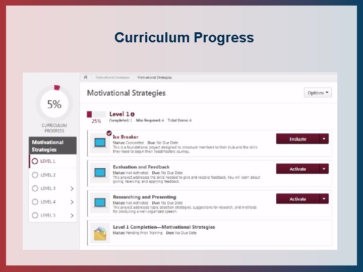 Curriculum Progress 