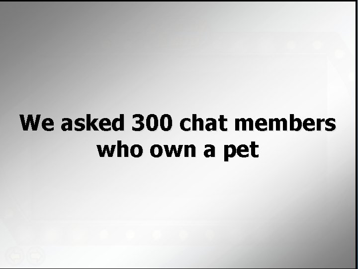 We asked 300 chat members who own a pet 