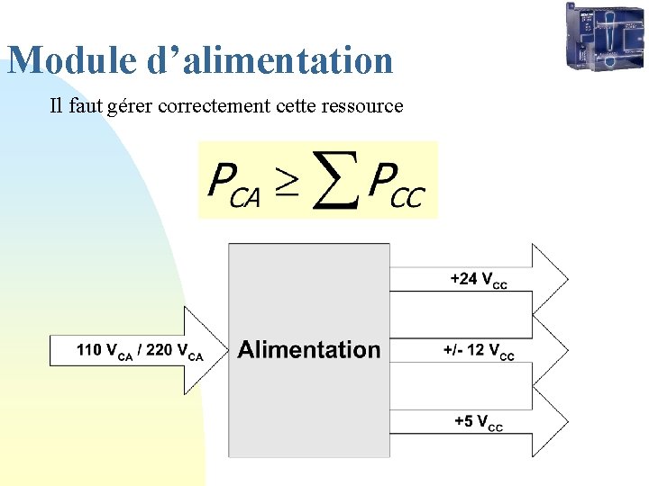 Module d’alimentation Il faut gérer correctement cette ressource 