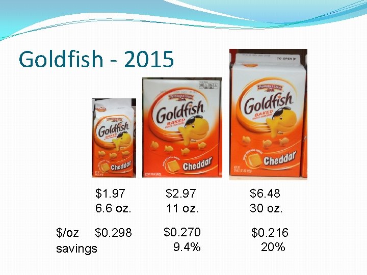 Goldfish - 2015 $1. 97 6. 6 oz. $2. 97 11 oz. $6. 48