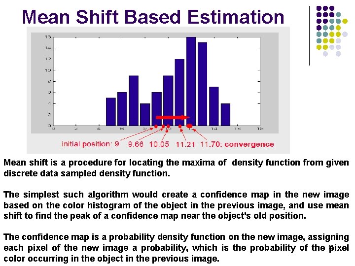 Mean Shift Based Estimation Mean shift is a procedure for locating the maxima of