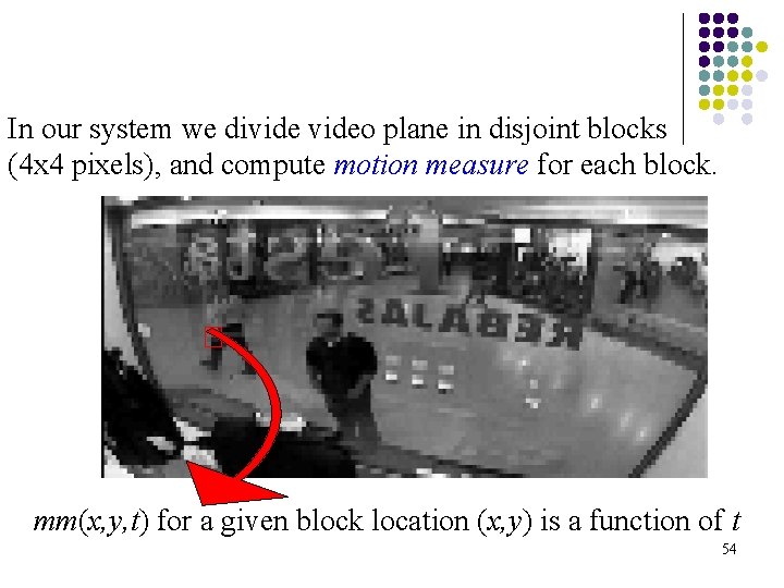 In our system we divideo plane in disjoint blocks (4 x 4 pixels), and