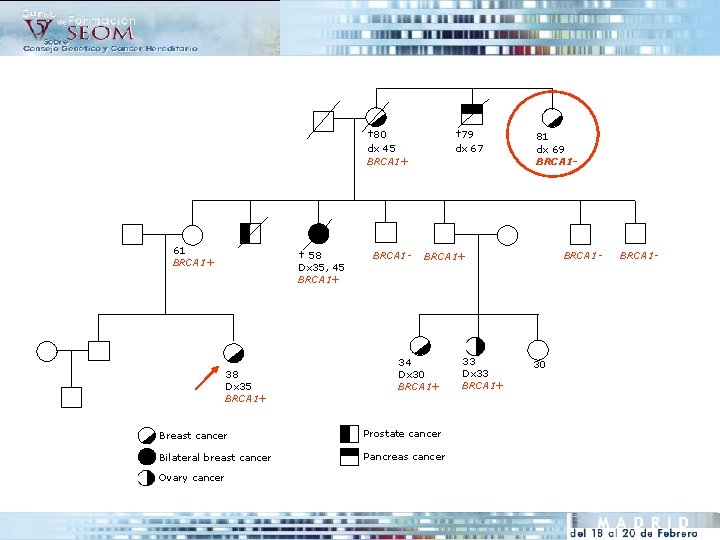 † 80 dx 45 BRCA 1+ 61 BRCA 1+ † 58 Dx 35, 45