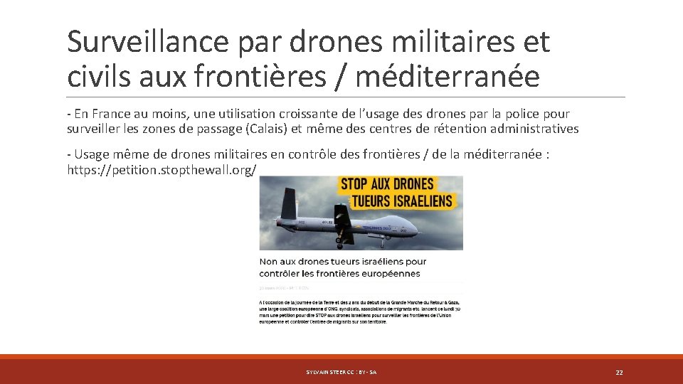 Surveillance par drones militaires et civils aux frontières / méditerranée - En France au