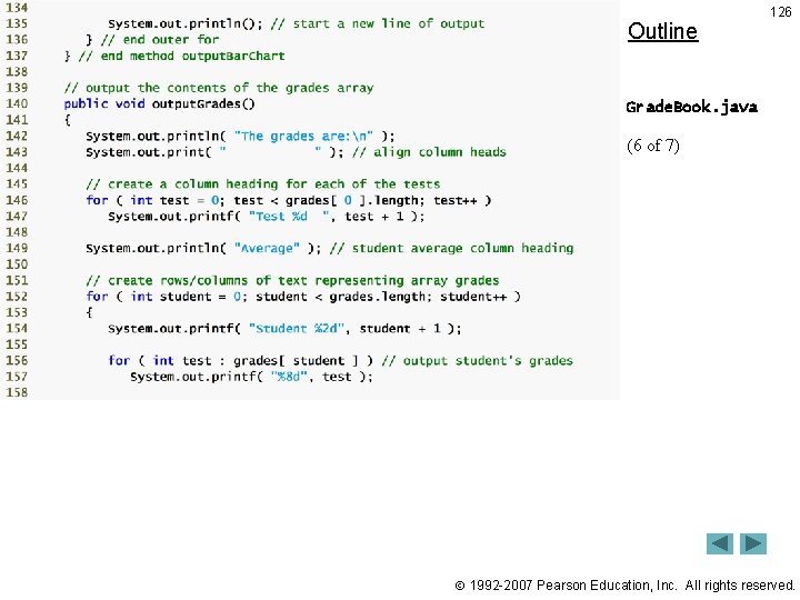 Outline 126 Grade. Book. java (6 of 7) 1992 -2007 Pearson Education, Inc. All Outline 126 Grade. Book. java (6 of 7) 1992 -2007 Pearson Education, Inc. All