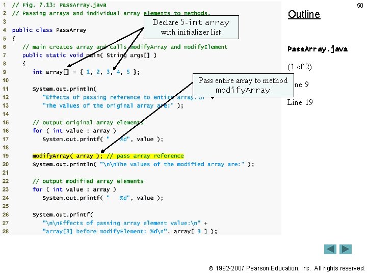 Declare 5 -int array with initializer list Outline 50 Pass. Array. java (1 of Declare 5 -int array with initializer list Outline 50 Pass. Array. java (1 of