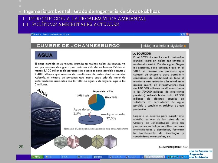 Ingeniería ambiental. Grado de Ingeniería de Obras Públicas 1. - INTRODUCCIÓN A LA PROBLEMÁTICA