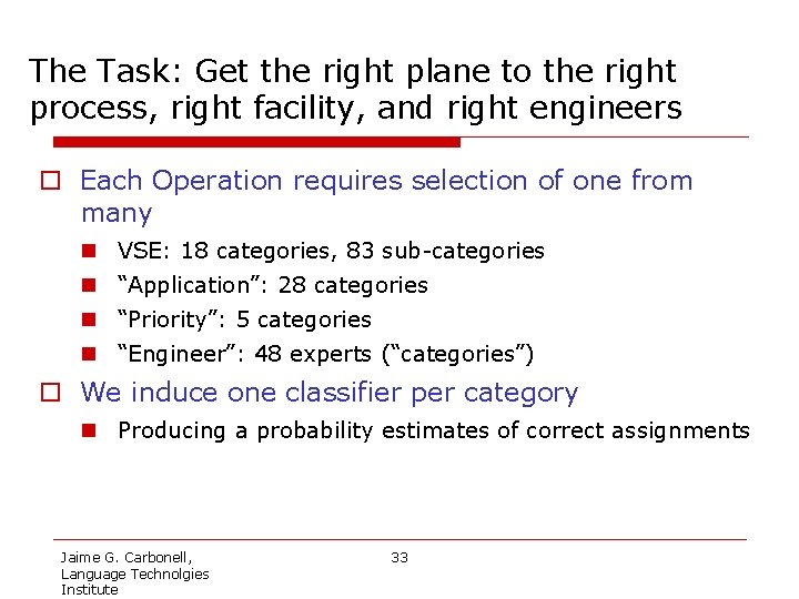 The Task: Get the right plane to the right process, right facility, and right