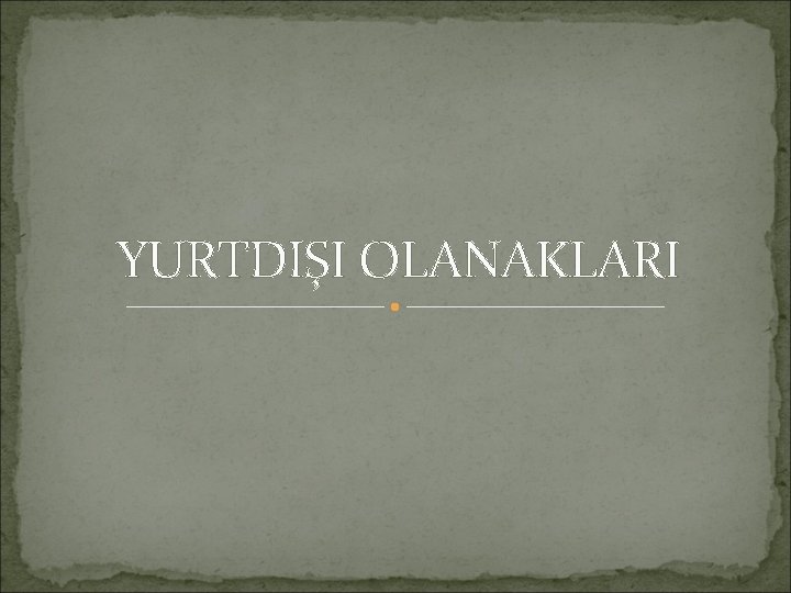 YURTDIŞI OLANAKLARI 