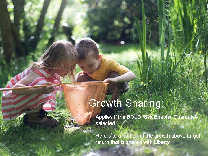 Growth Sharing: Applies if the BOLD Risk Enabler Guarantee selected Refers to a portion