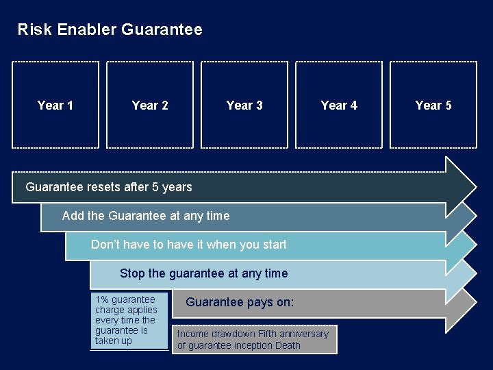 Risk Enabler Guarantee Year 1 Year 2 Year 3 Year 4 Guarantee resets after