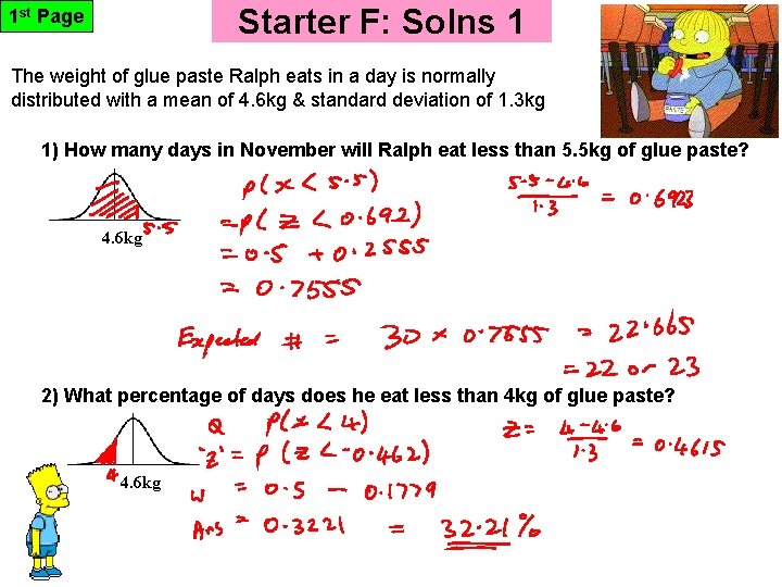 Starter F: Solns 1 1 st Page The weight of glue paste Ralph eats