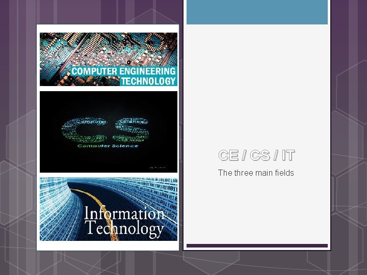 CE / CS / IT The three main fields 
