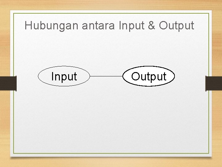 Hubungan antara Input & Output Input Output 