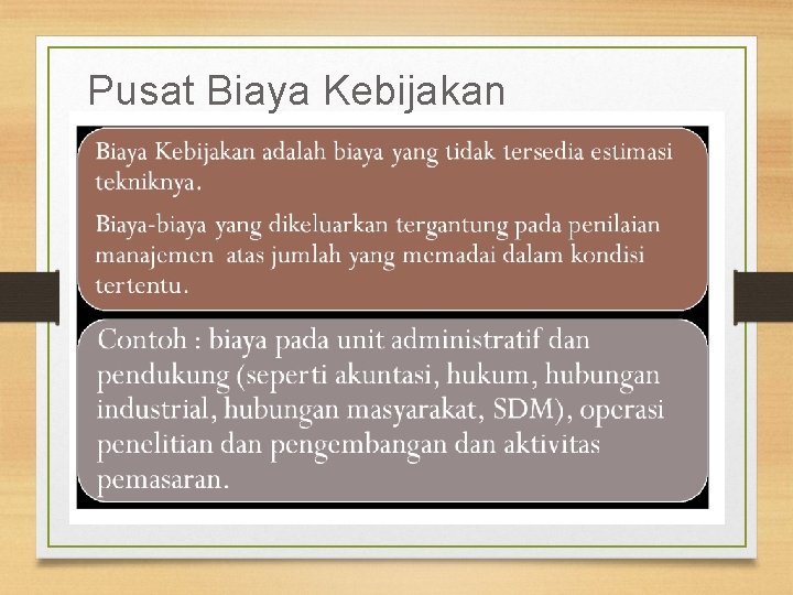 Pusat Biaya Kebijakan 