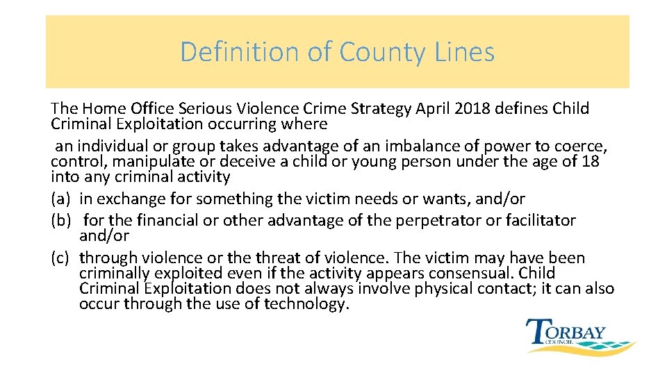 Definition of County Lines The Home Office Serious Violence Crime Strategy April 2018 defines
