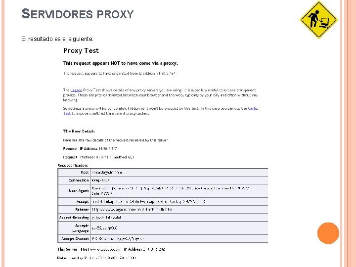 SERVIDORES PROXY El resultado es el siguiente. 