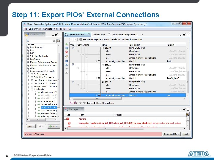 Step 11: Export PIOs’ External Connections 41 Step 11: Export PIOs’ External Connections 41