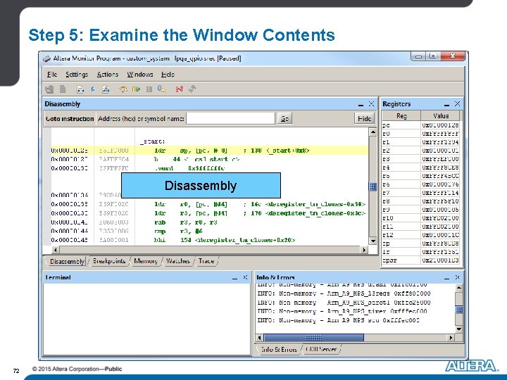 Step 5: Examine the Window Contents Disassembly 72 Step 5: Examine the Window Contents Disassembly 72