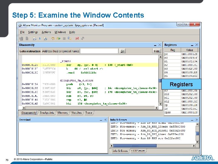 Step 5: Examine the Window Contents Registers 73 Step 5: Examine the Window Contents Registers 73