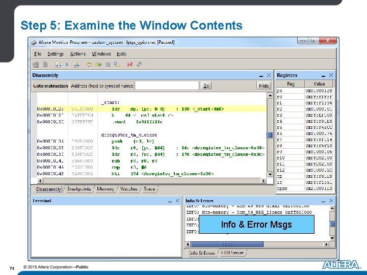 Step 5: Examine the Window Contents Info & Error Msgs 74 Step 5: Examine the Window Contents Info & Error Msgs 74