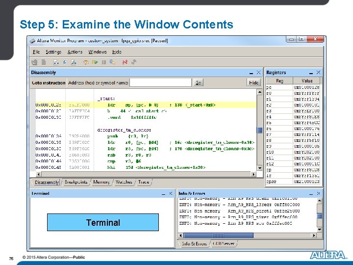 Step 5: Examine the Window Contents Terminal 75 Step 5: Examine the Window Contents Terminal 75
