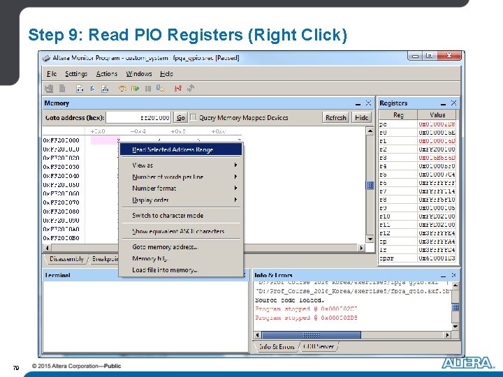 Step 9: Read PIO Registers (Right Click) 79 Step 9: Read PIO Registers (Right Click) 79