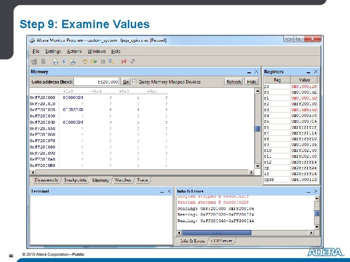 Step 9: Examine Values 80 Step 9: Examine Values 80