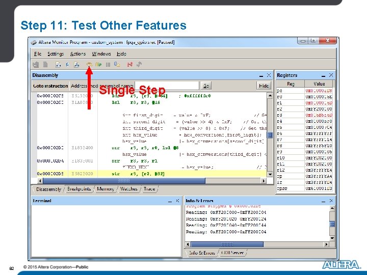 Step 11: Test Other Features Single Step 82 Step 11: Test Other Features Single Step 82