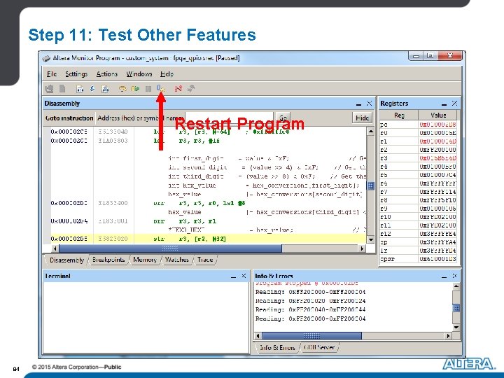 Step 11: Test Other Features Restart Program 84 Step 11: Test Other Features Restart Program 84