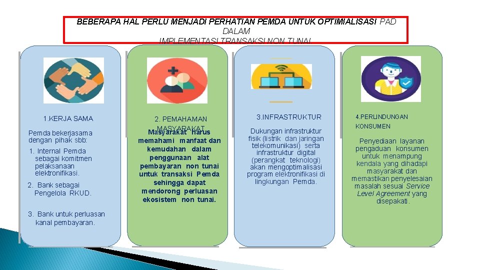 BEBERAPA HAL PERLU MENJADI PERHATIAN PEMDA UNTUK OPTIMIALISASI PAD DALAM IMPLEMENTASI TRANSAKSI NON TUNAI.