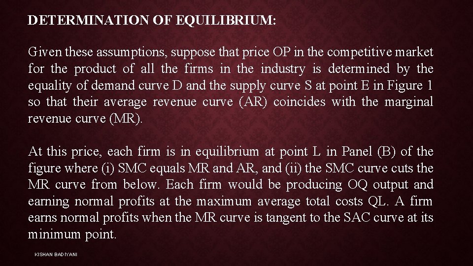 DETERMINATION OF EQUILIBRIUM: Given these assumptions, suppose that price OP in the competitive market