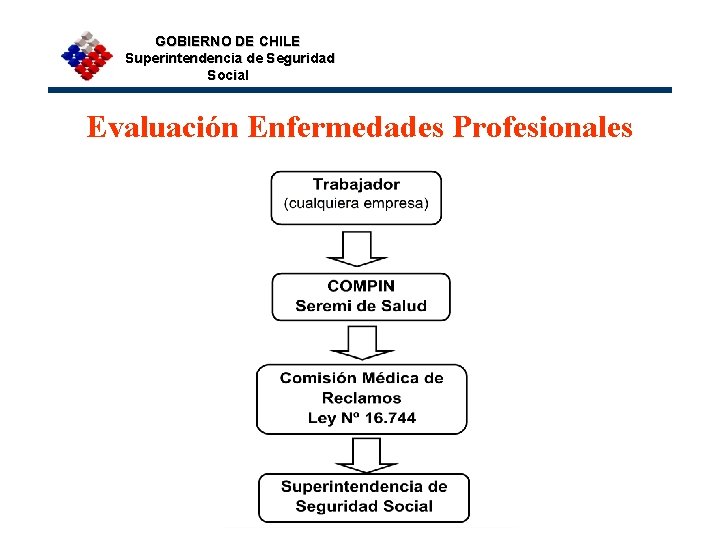 GOBIERNO DE CHILE Superintendencia de Seguridad Social Evaluación Enfermedades Profesionales 